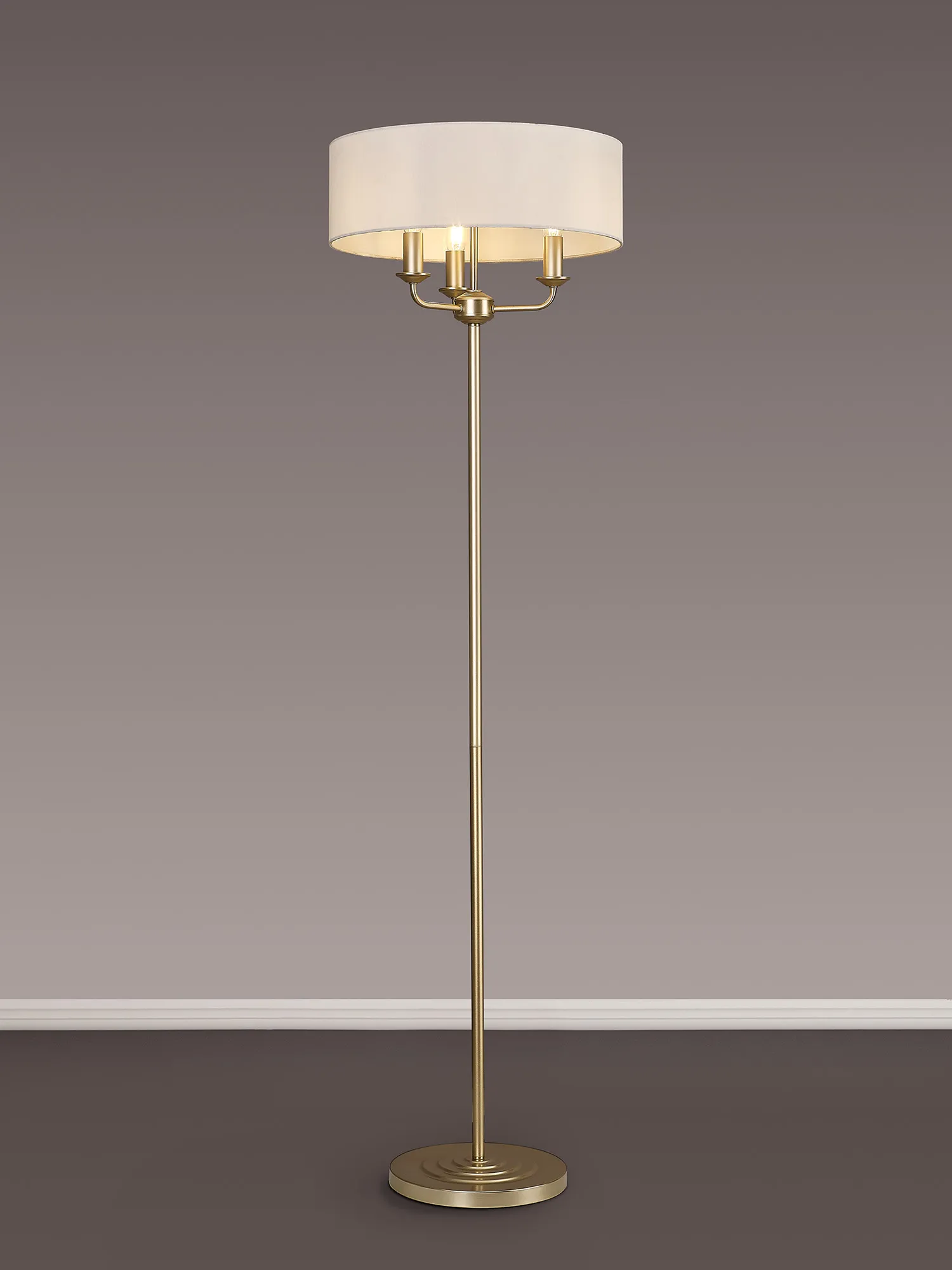 Banyan 45cm 3 Light Floor Lamp Champagne Gold, White DK0987  Deco Banyan CG WH